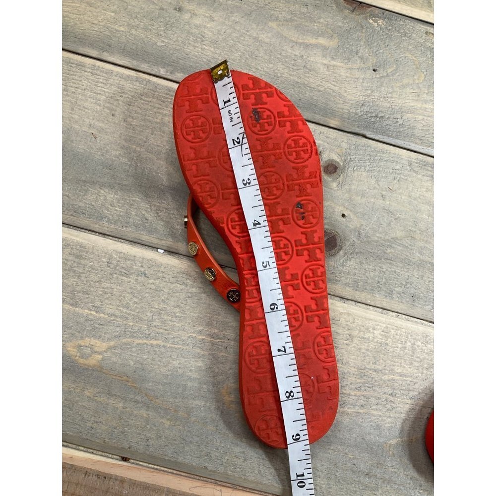 TORY Burch Sandals Womens US6 6.5 Orange Suede Thong Flip Flops Slip On Casual F - Picture 6 of 7